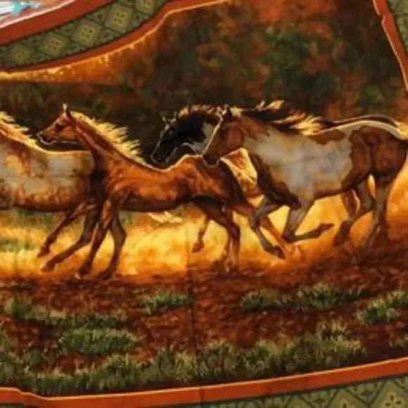 Fabric Cotton Panel Run Wild Run Free Horses - Picture 2 of 4